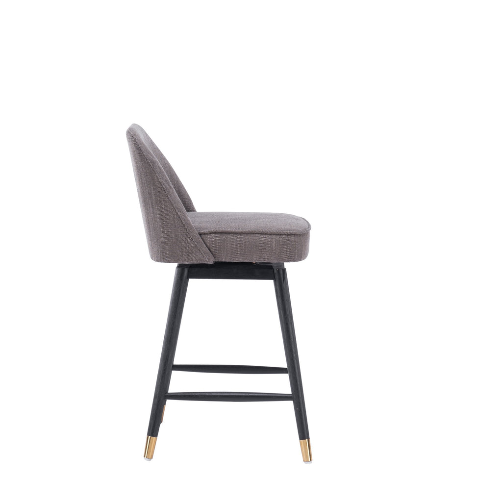 Kristofer Swivel Counter Stool - Grey PU/Rusty Fabric - Decor Furniture & Mattress