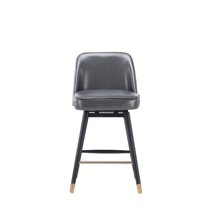Kristofer Swivel Counter Stool - Grey PU/Rusty Fabric - Decor Furniture & Mattress