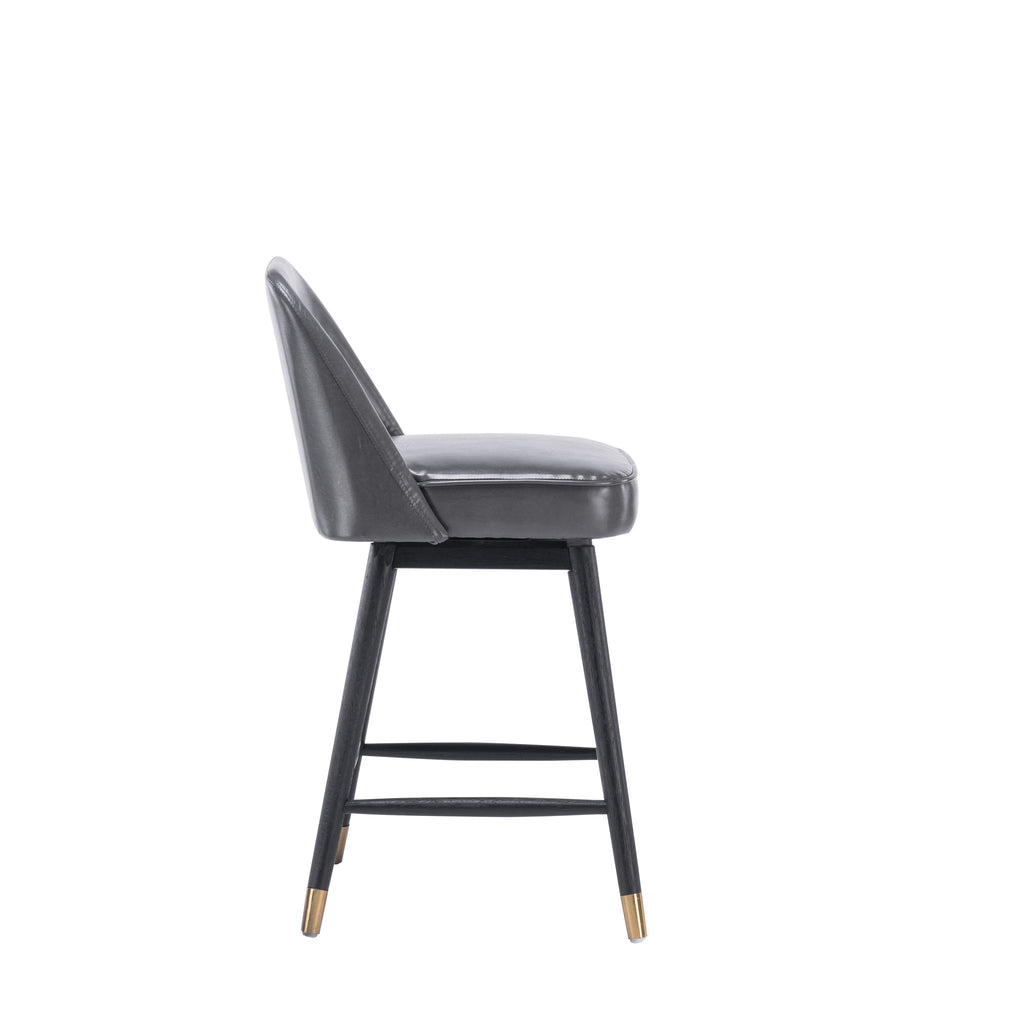 Kristofer Swivel Counter Stool - Grey PU/Rusty Fabric - Decor Furniture & Mattress