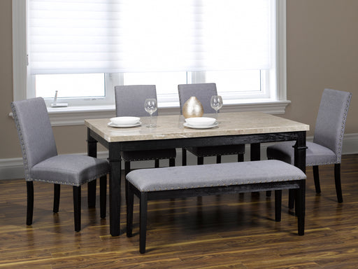 Nancy 6Pc Dinette Set (Real Marble) - Grey - Decor Furniture & Mattress