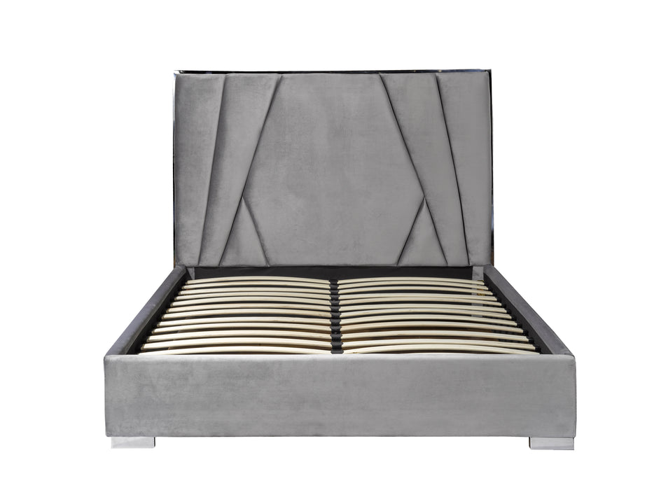 Grey Suede Bed frame with Mattress Support