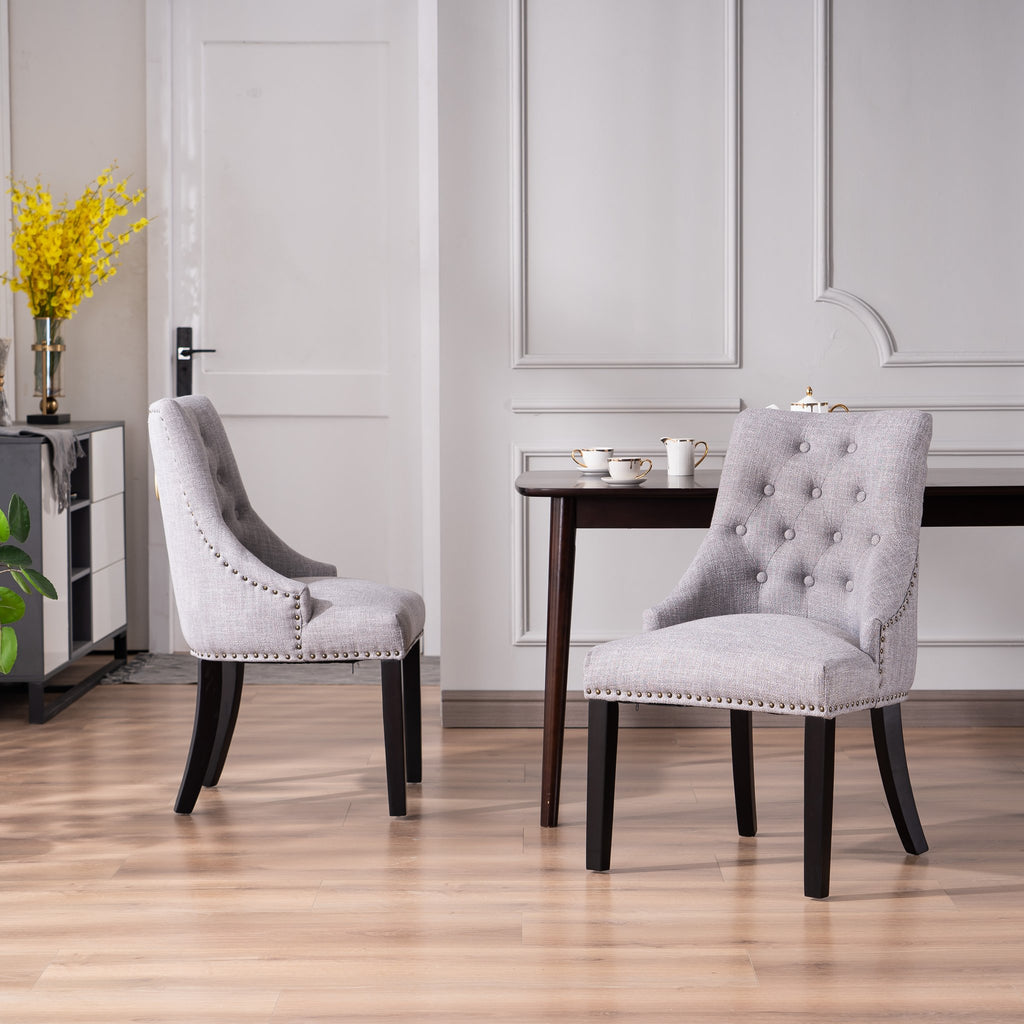 Maya Dining Chair (Set of 2) - Medium Grey Fabric - Decor Furniture & Mattress