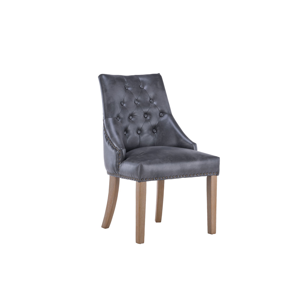Maya Dining Chair (Set of 2) - Grey PU - Decor Furniture & Mattress