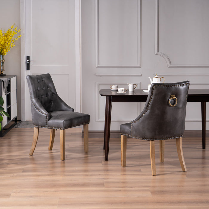 Maya Dining Chair (Set of 2) - Grey PU - Decor Furniture & Mattress
