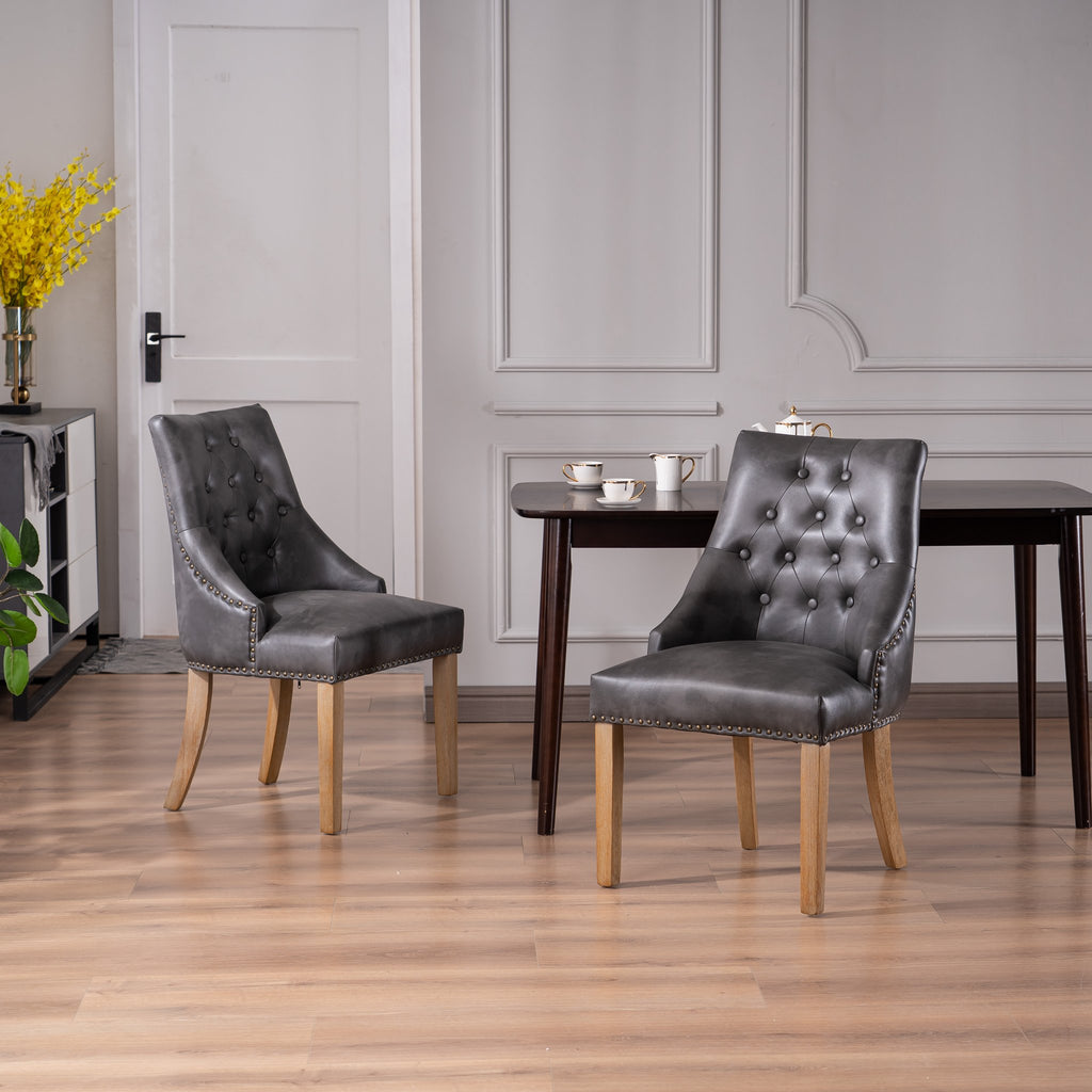 Maya Dining Chair (Set of 2) - Grey PU - Decor Furniture & Mattress