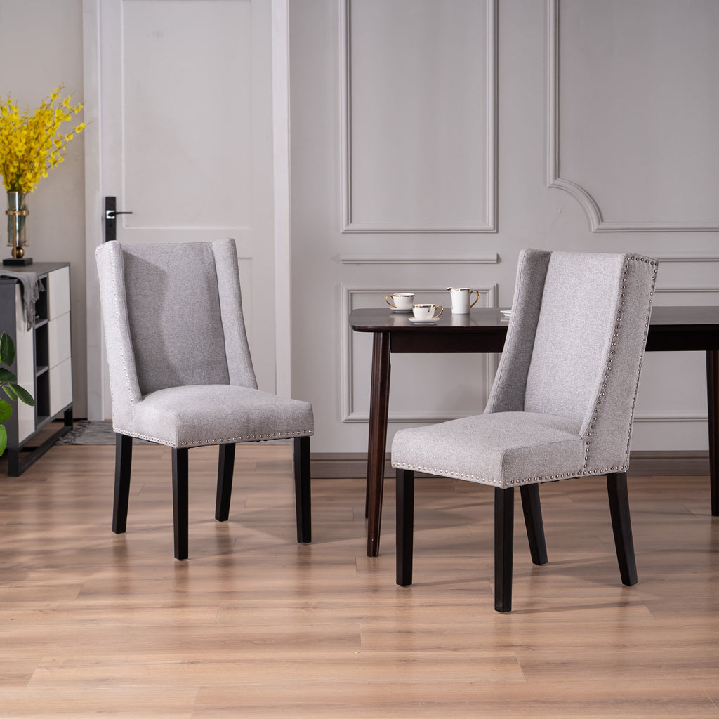 Wing Dining Chairs (Set of 2) - Light Grey - Decor Furniture & Mattress