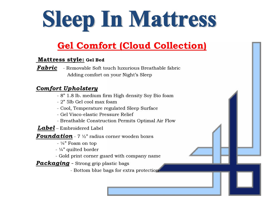 Gel Comfort - Cloud Collection (Size Options) - Decor Furniture & Mattress