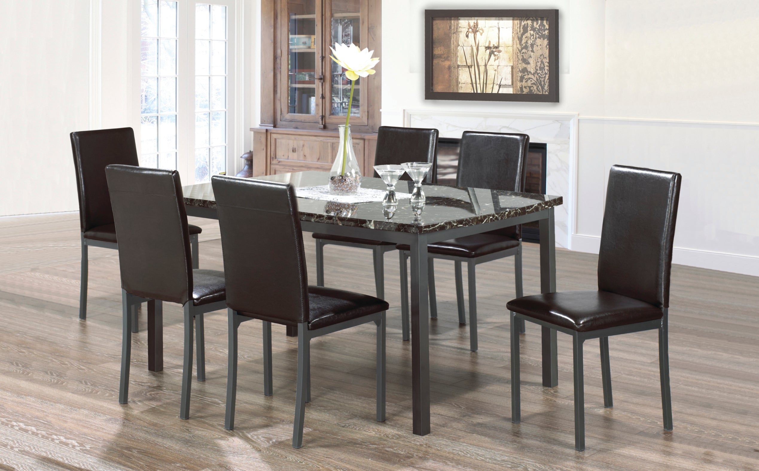 7pc faux marble dinette set
