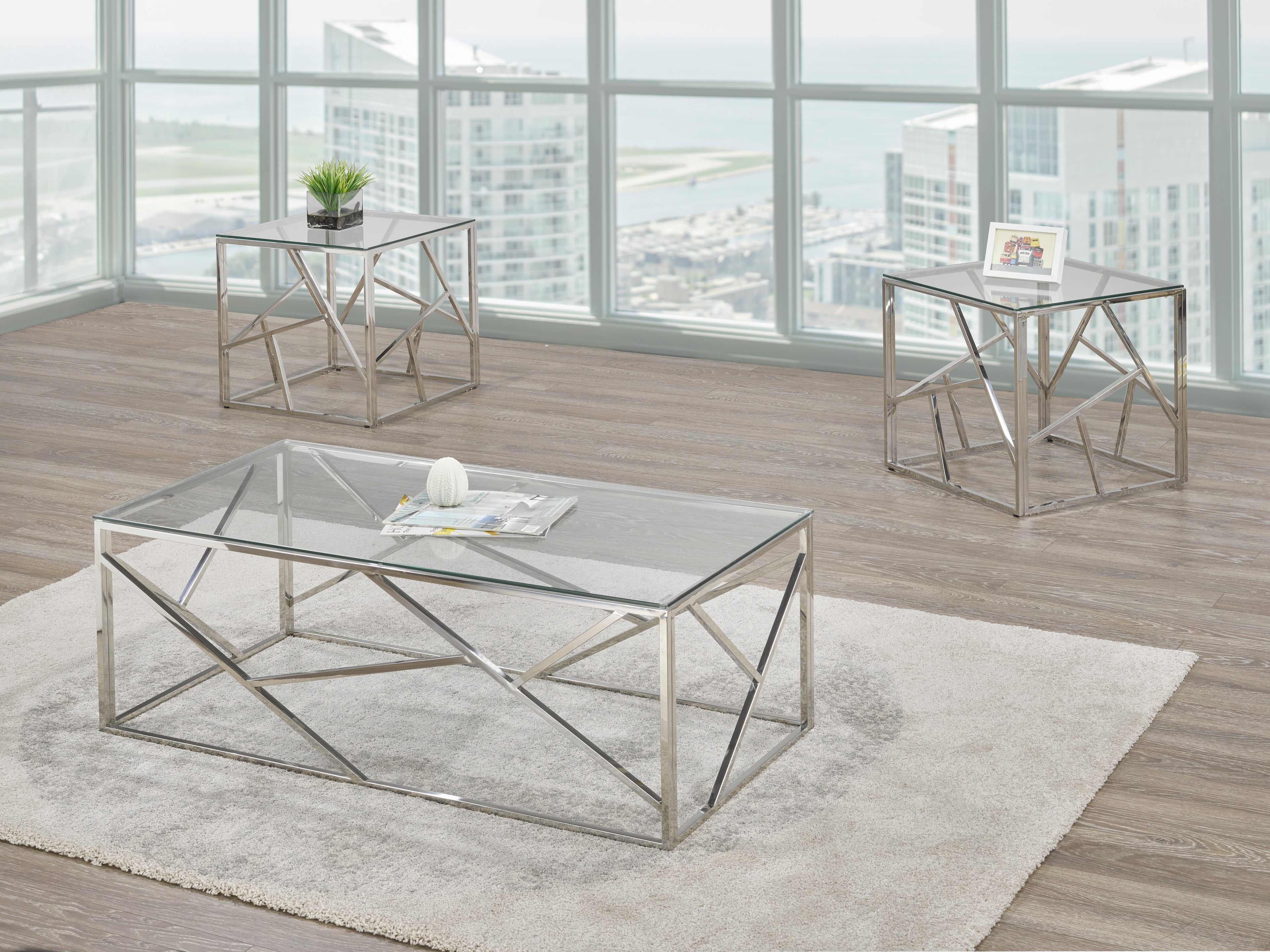 Tempered Glass Coffee Table Set