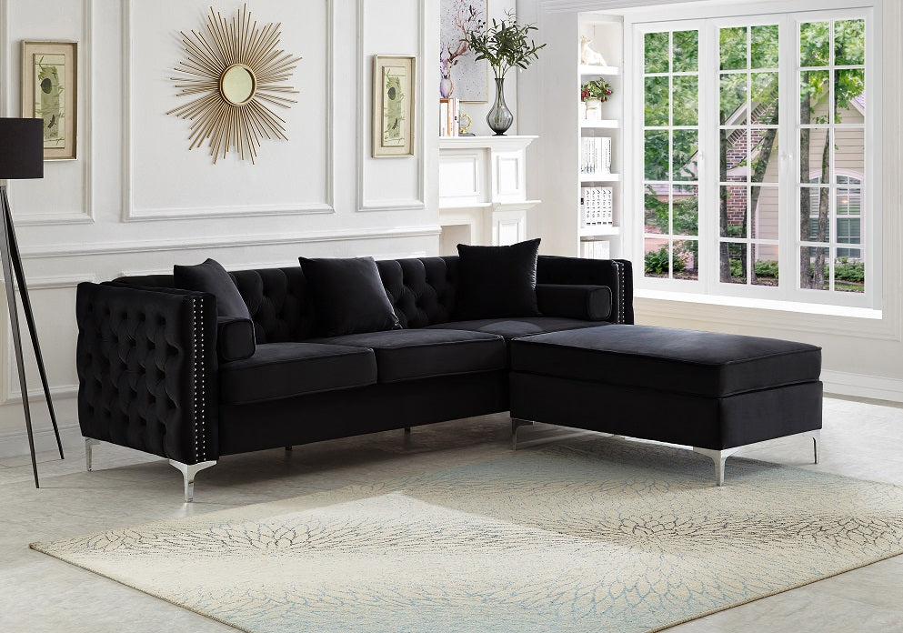 Eric Reversible Sectional - Black - Decor Furniture & Mattress