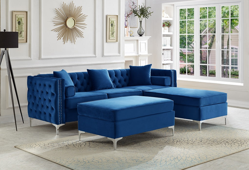 Eric Reversible Sectional - Blue - Decor Furniture & Mattress