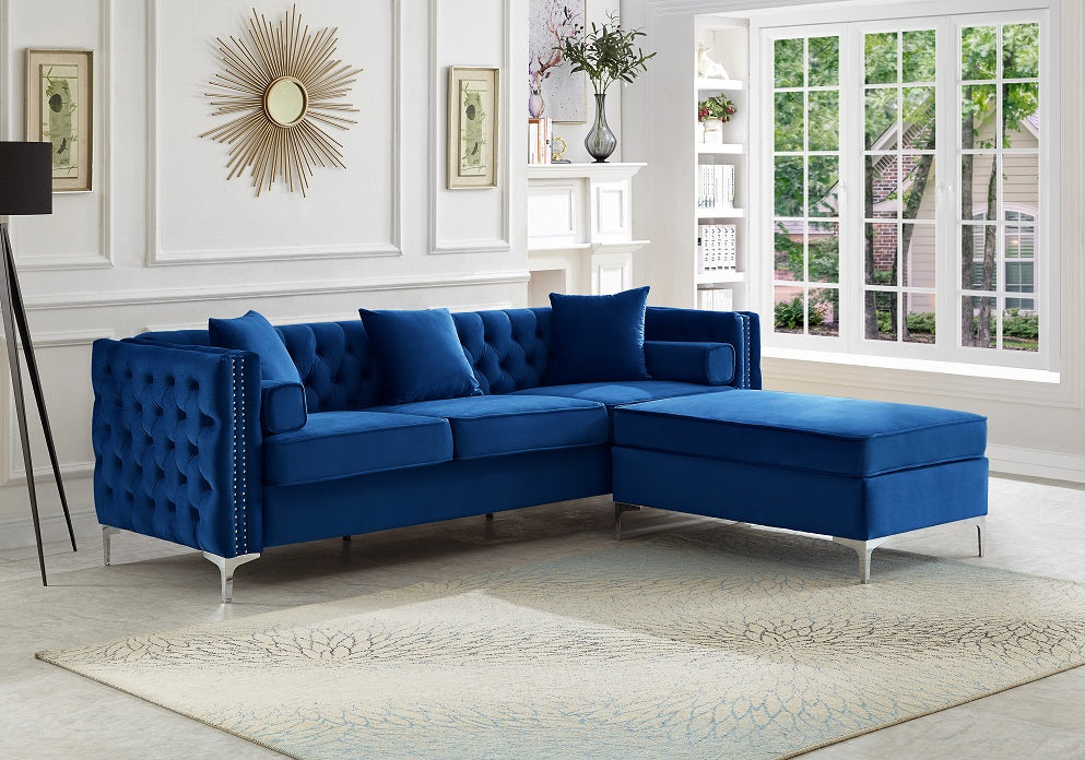 Eric Reversible Sectional - Blue - Decor Furniture & Mattress