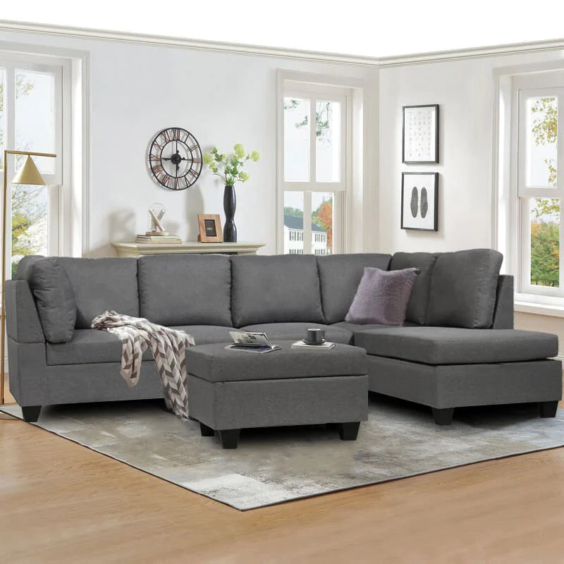 Julia Reversible Sectional with Storage Ottoman