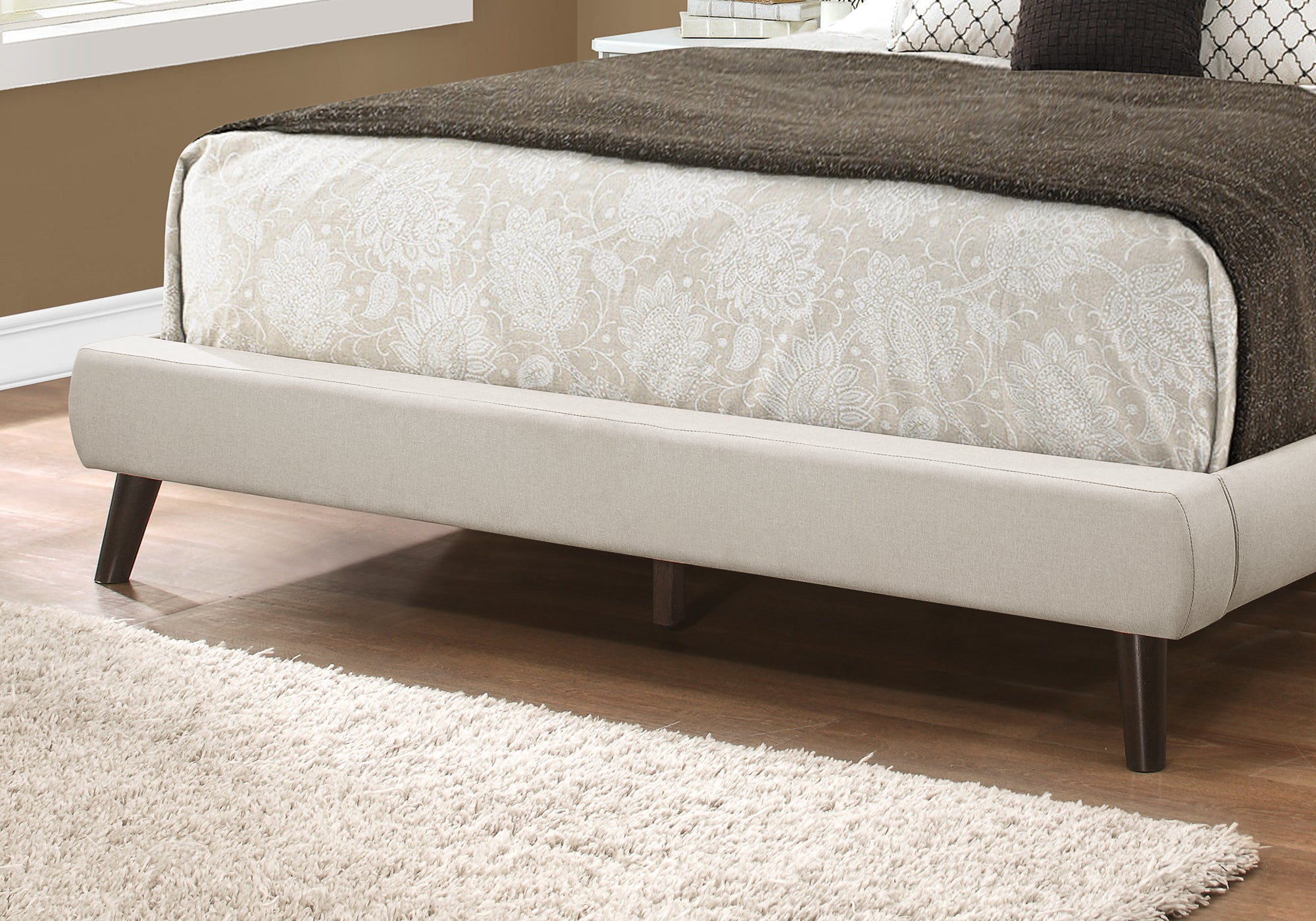 Tango Fabric Bed Frame - Queen - Beige/Grey - Decor Furniture & Mattress