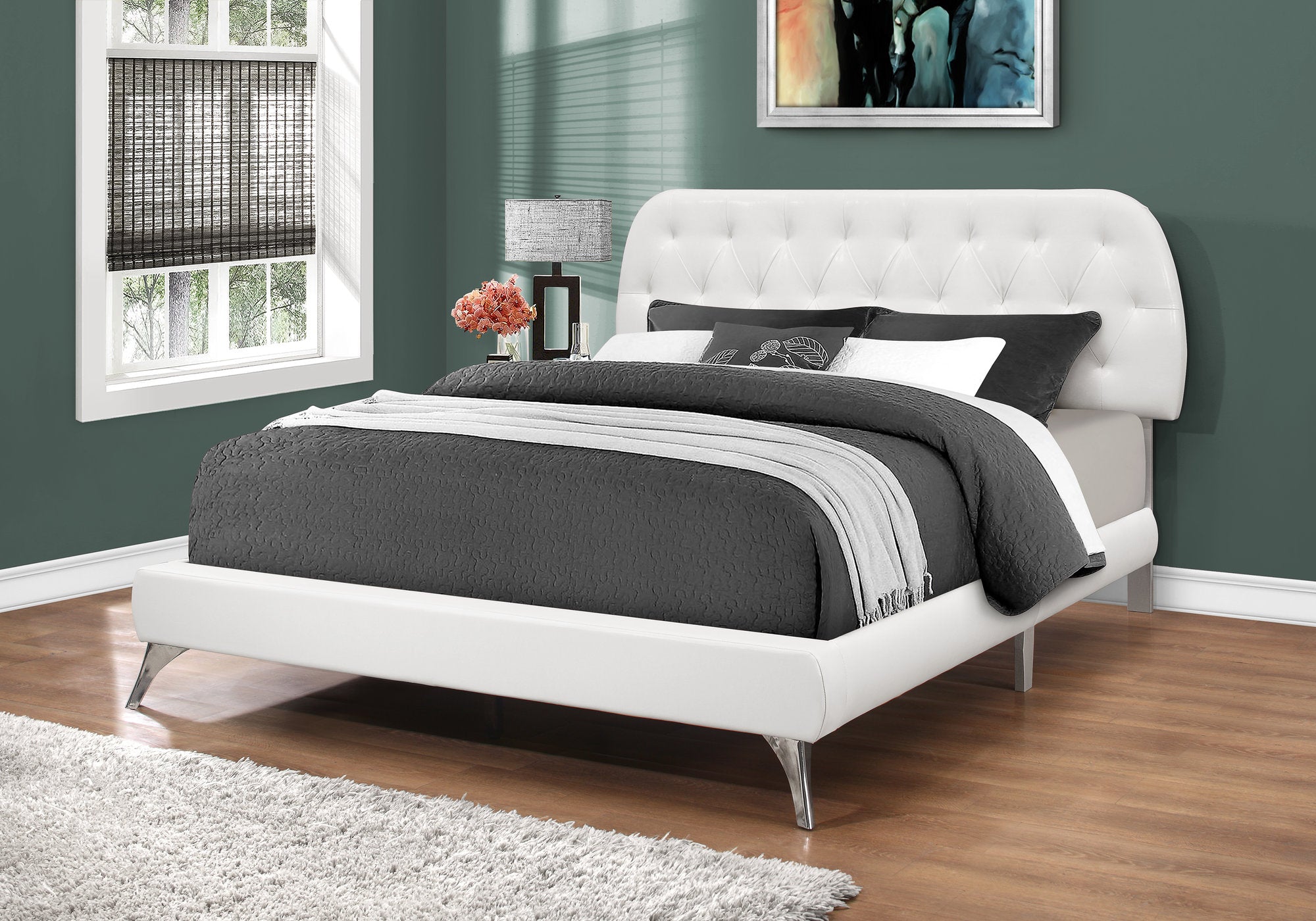 Tango Leather Bed Frame - Queen/Twin - Brown/White - Decor Furniture & Mattress
