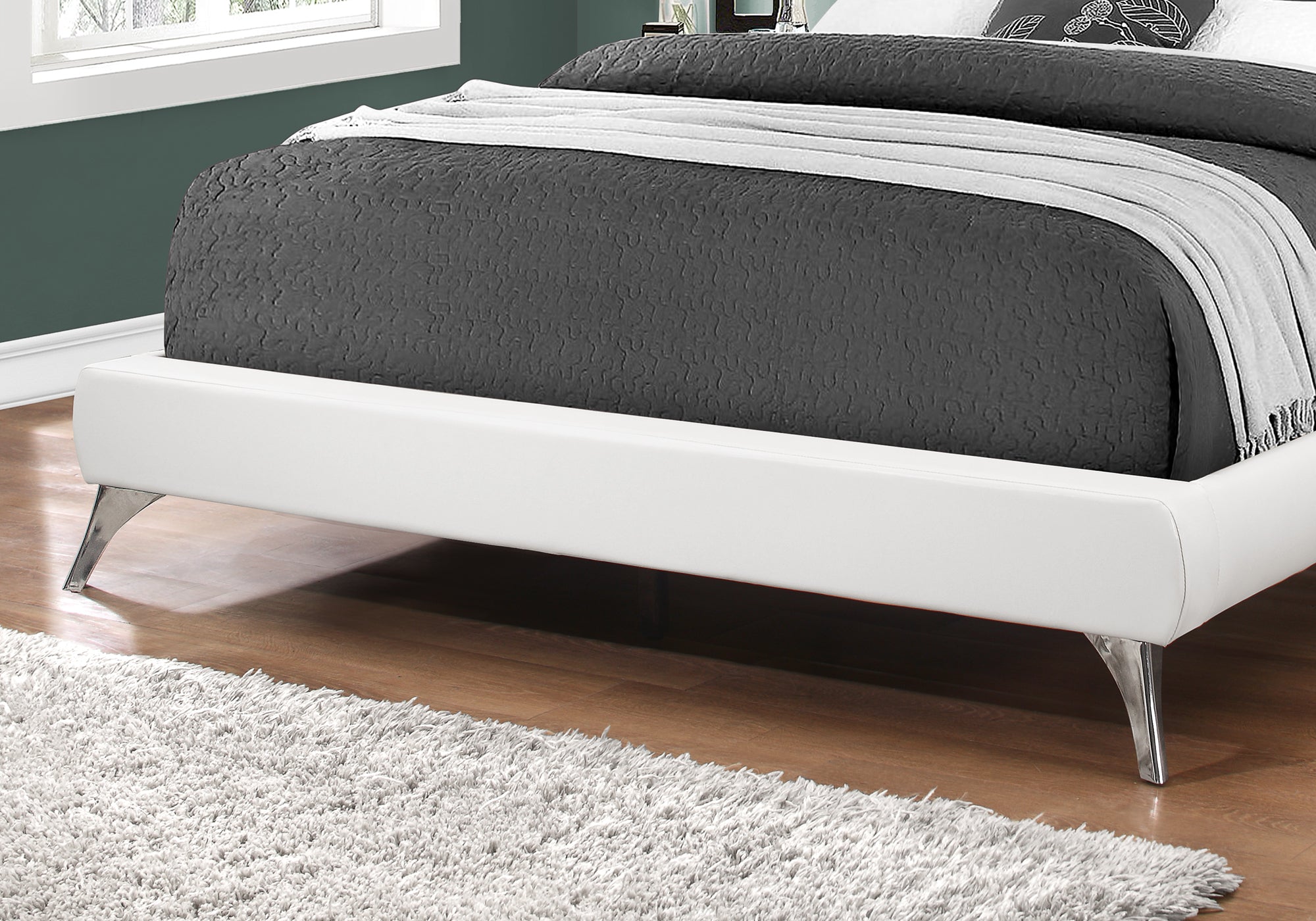 Tango Leather Bed Frame - Queen/Twin - Brown/White - Decor Furniture & Mattress