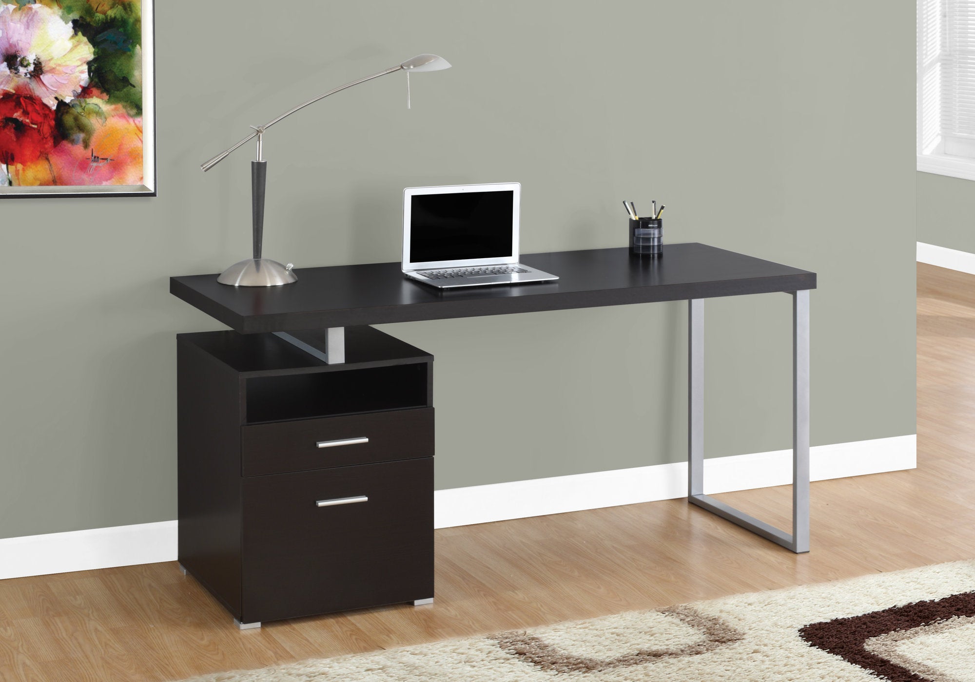 Noah Computer Desk - White/Espresso/Taupe - Decor Furniture & Mattress
