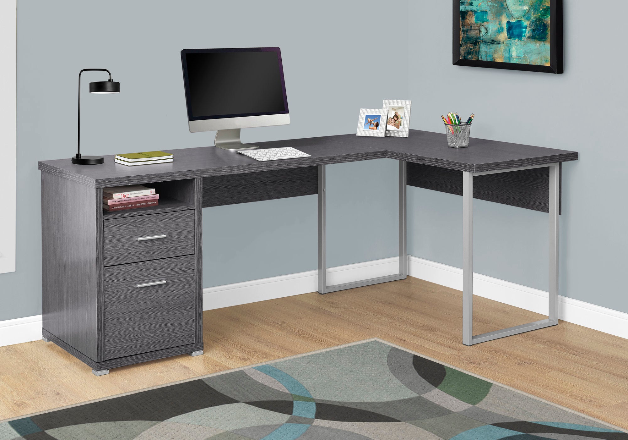 Cora Computer Desk - Grey/White/Espresso/Taupe - Decor Furniture & Mattress