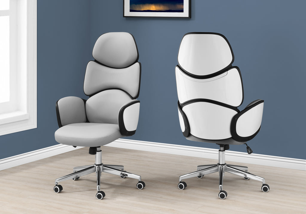 Executive Leather Chair - Black/White - Decor Furniture & Mattress