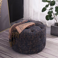 Emmitt Ottoman - Navy/Gold Knit - Decor Furniture & Mattress