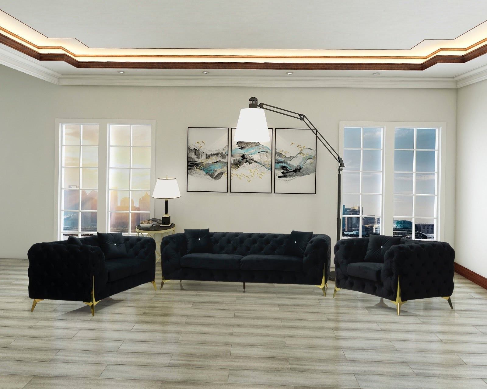 Prima 2Pc Sofa Set - Black/Green - Decor Furniture & Mattress