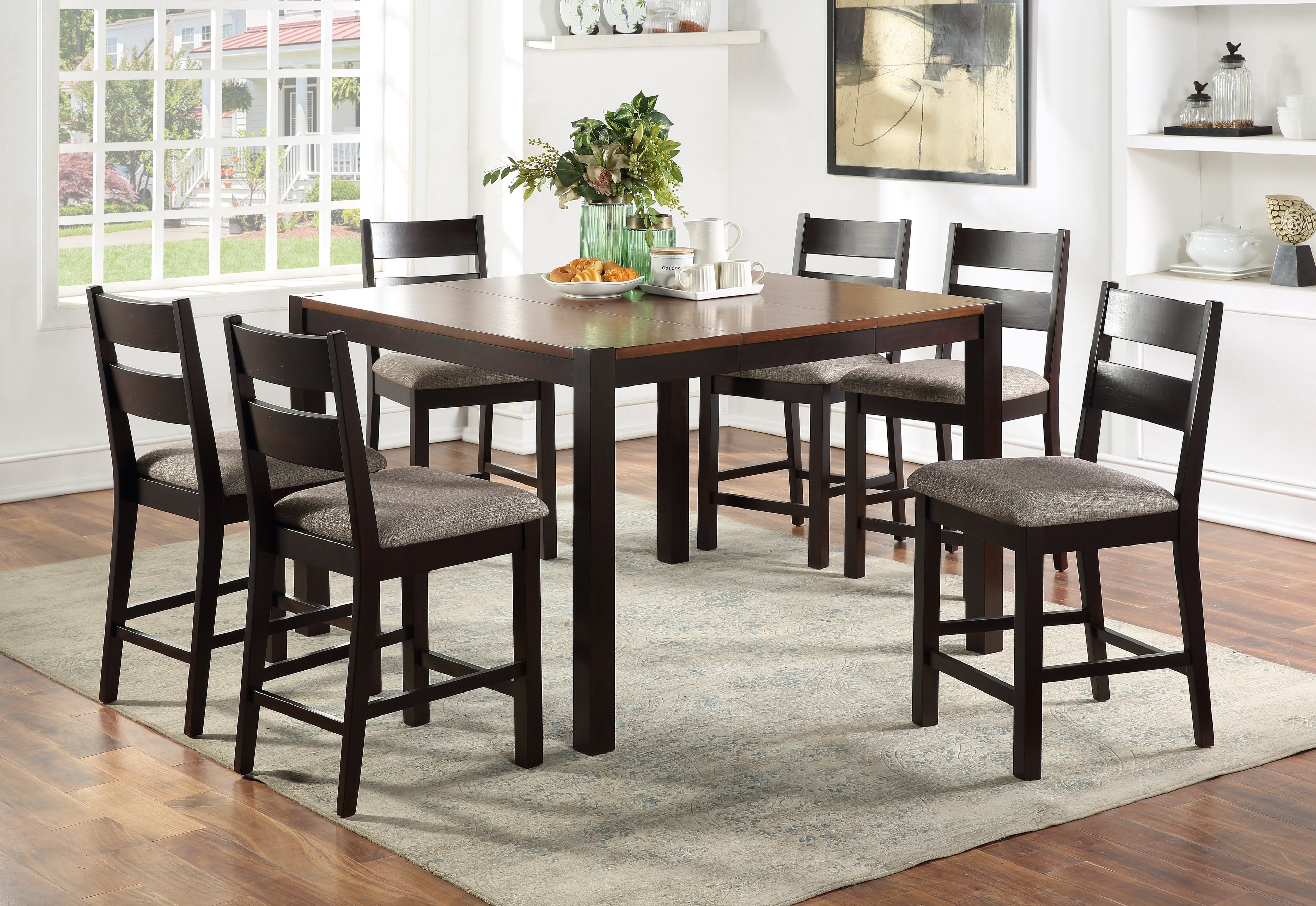 Sienna 7pc Pub Dining Set - Espresso - Decor Furniture & Mattress