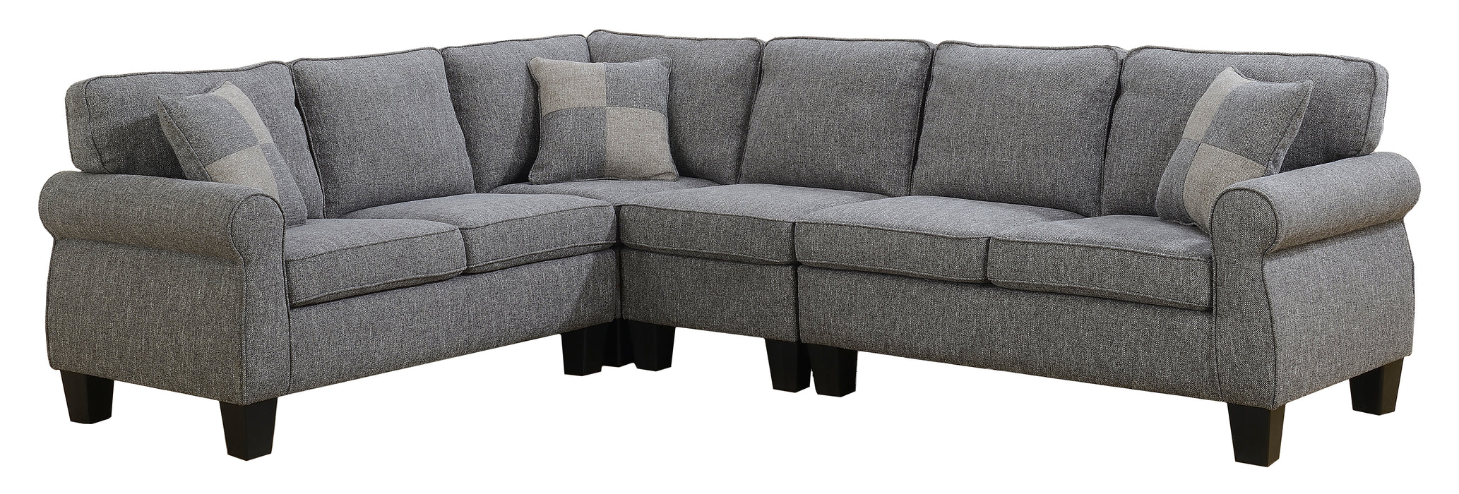 Victoria Sectional with Armless Chair - Grey - Decor Furniture & Mattress