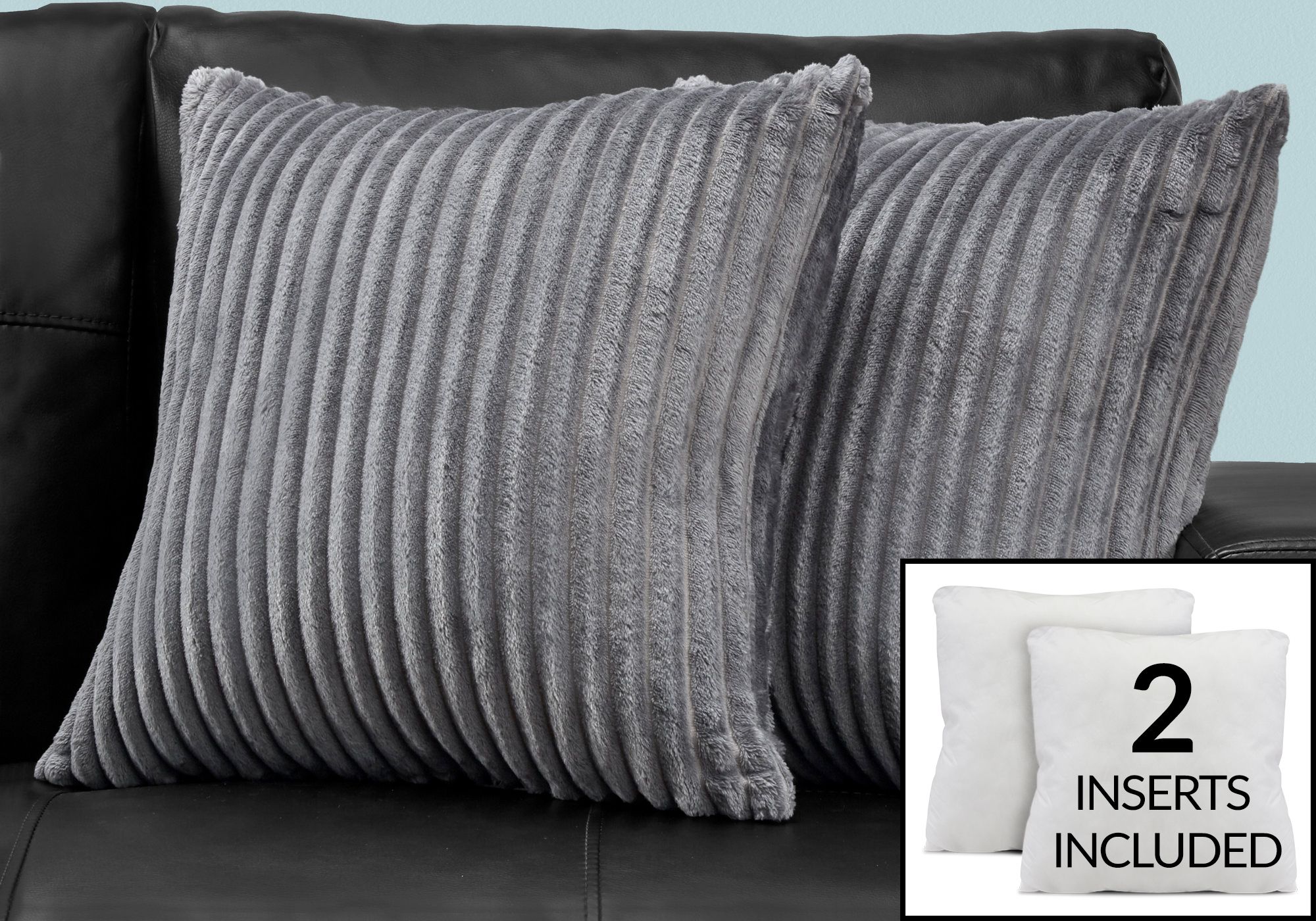 Ribbed Style Toss Pillows (Set of 2) - Decor Furniture & Mattress